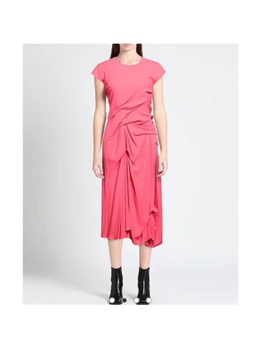 Sies Marjan Paloma draped crepe midi dress, pink, Size 2